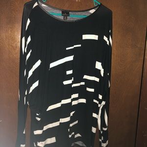 Black/white rayon blouse. Like new,  worn once.